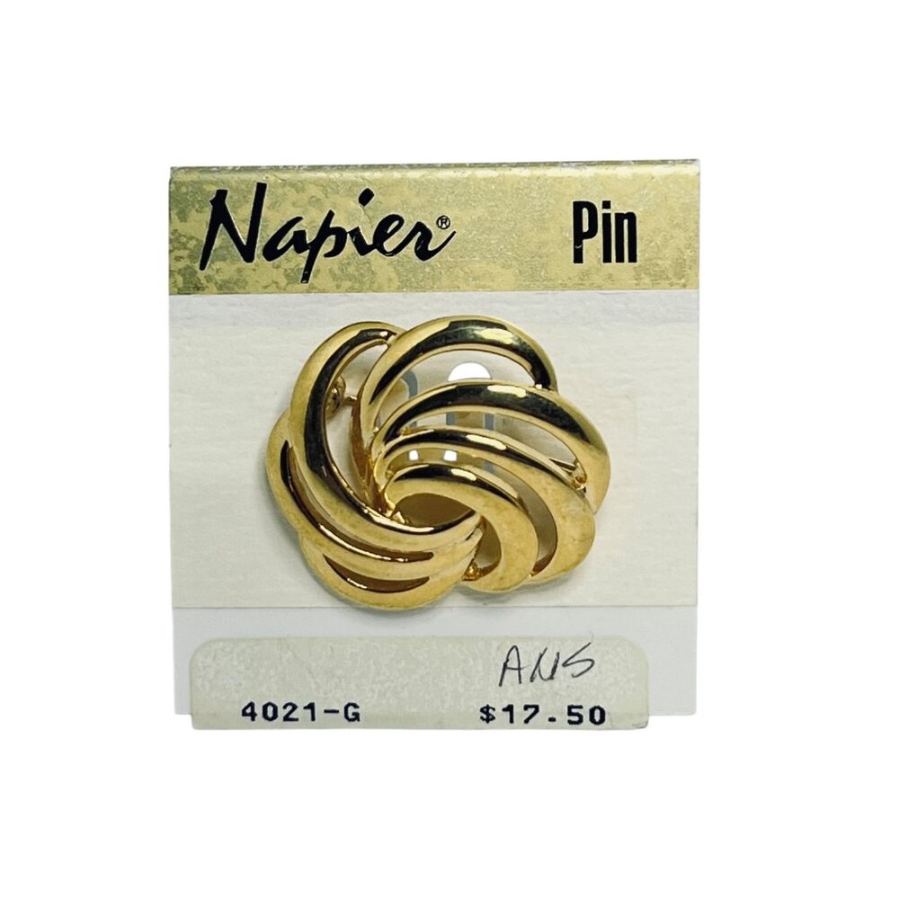 Vintage Napier Gold Tone Knot Brooch Signed (5593)
